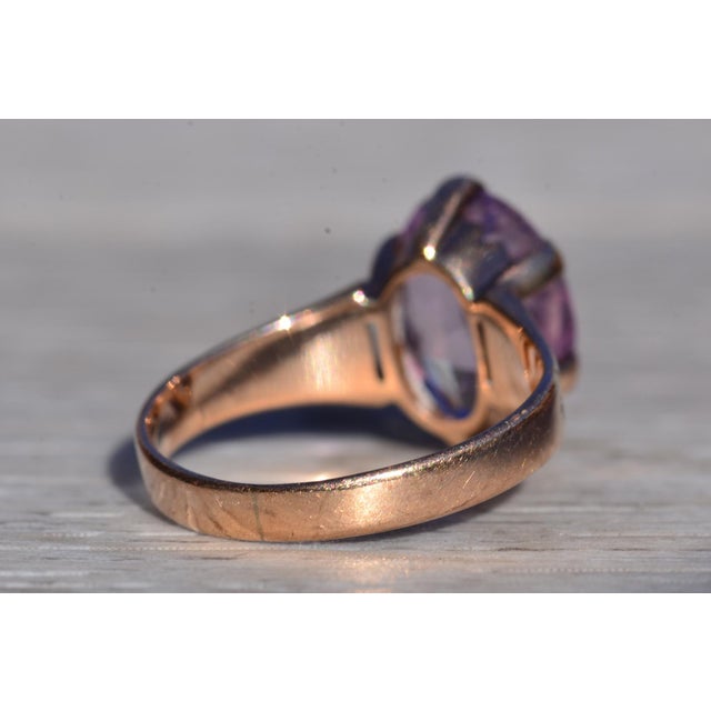 The Bickville: Ladies Victorian 14K Rose Gold Cocktail Ring set with Amethyst For Sale In Philadelphia - Image 6 of 10