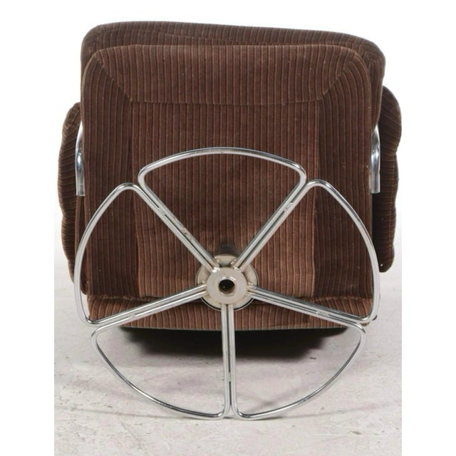 Brown Bruno Mathsson for Dux Chrome Based Swivel Lounge Chair. 1 of 2 For Sale - Image 8 of 9