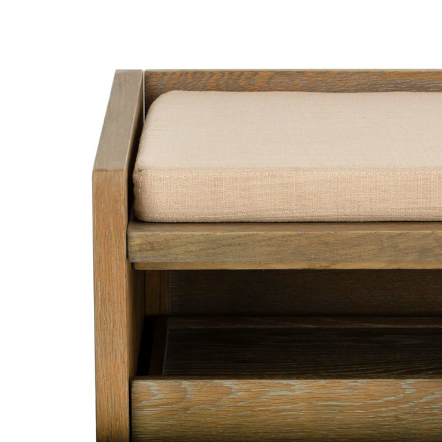Storage Bench in Rustic Oak & Beige For Sale In Philadelphia - Image 6 of 10