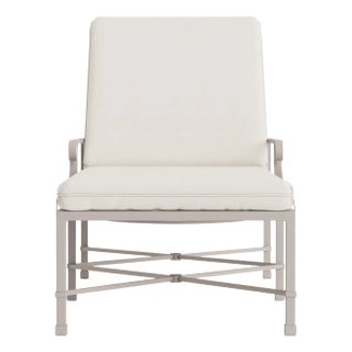 Brown Jordan Venetian Adjustable Chaise Lounge, Dove frame with Fusion Natural fabric For Sale