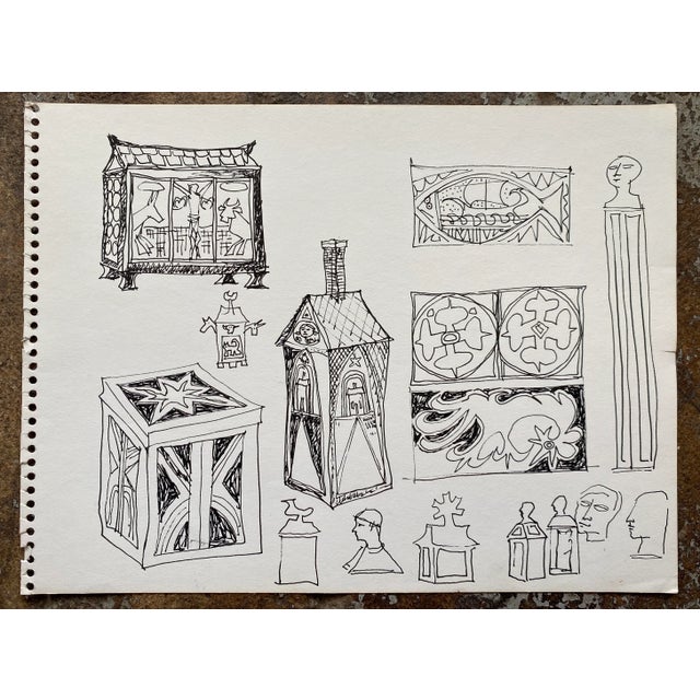 Drawings of busts, boxes and boxes from the estate of Florida artist Dr. Ronald Frank Yrabedra (1944-2022). Yrabedra...