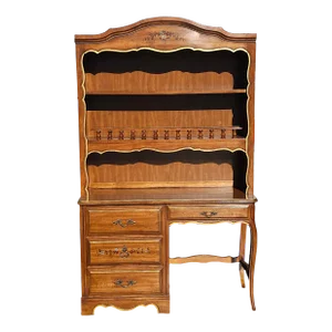Henry Link Furniture Ornate and Partial Gilt Lighted Hutched Desk