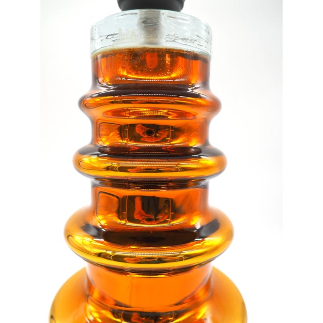 Copper Vintage Swedish Copper Colored Glass Table Lamp by Gustaf Leek for Orrefors Glasbruk, 1960s For Sale - Image 8 of 14