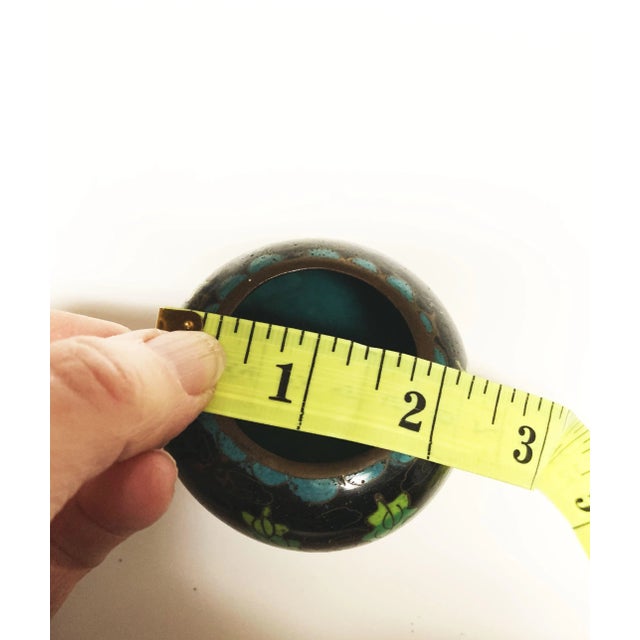 Pair of Antique Black Floral Cloisonné Bowls Vessels, Marked China For Sale - Image 11 of 12