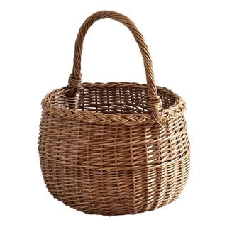 Mid-20th Century Round French-Style Gathering / Market Basket For Sale
