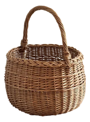 Mid-20th Century Round French-Style Gathering / Market Basket