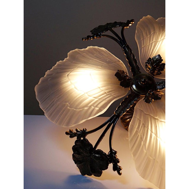 Vintage Hollywood Regency Art Deco Style Bronze Seashell Chandelier from Mariner, 1980s-1990s For Sale - Image 9 of 16