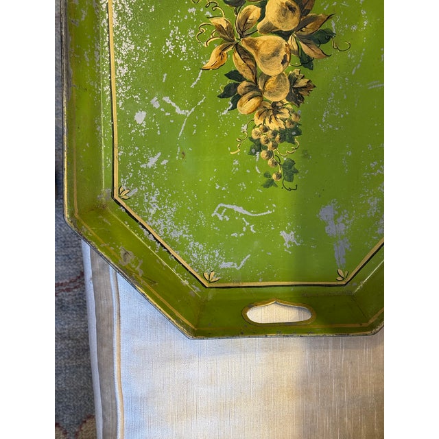 Antique Octagonal Toleware Tray W/ Fruit Motifs For Sale - Image 4 of 4