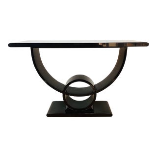 Vintage Art Deco Style Black Lacquered Console Table For Sale