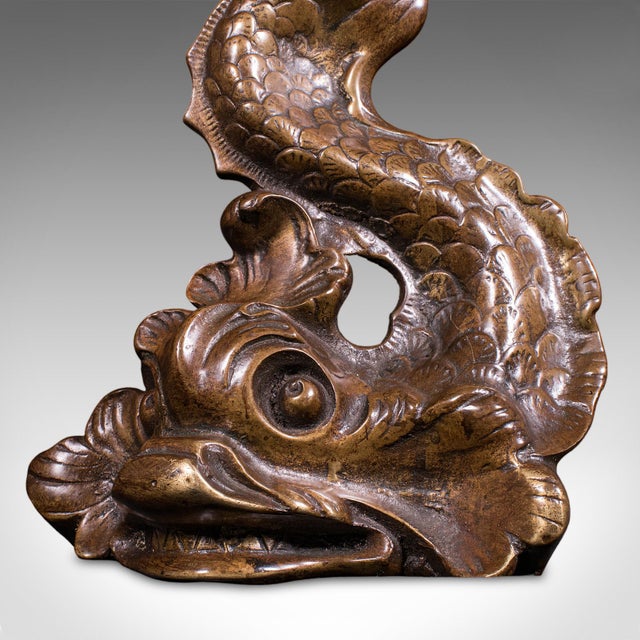 Bronze Antique Mythical Dolphin Doorstop, English, Bronze Door Keeper, Regency, c.1820 For Sale - Image 8 of 9