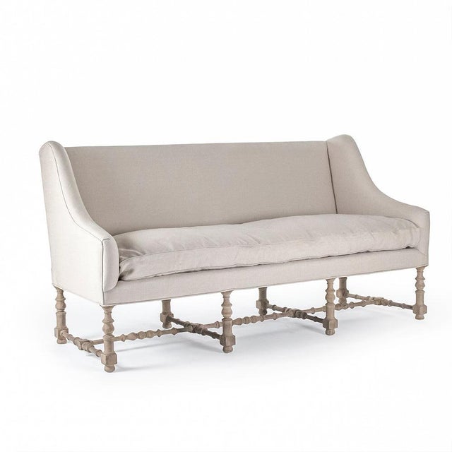 Worden Settee Bench - Natural Linen / Natural Birch Frame For Sale - Image 4 of 4