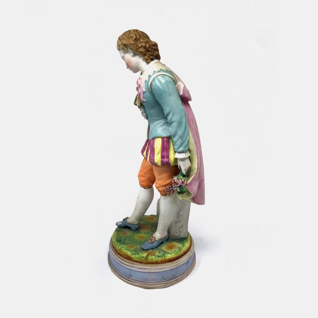 Ceramic Antique 13" Bisque Porcelain Figurine – Young Gentleman in 18th Century Dress For Sale - Image 7 of 8