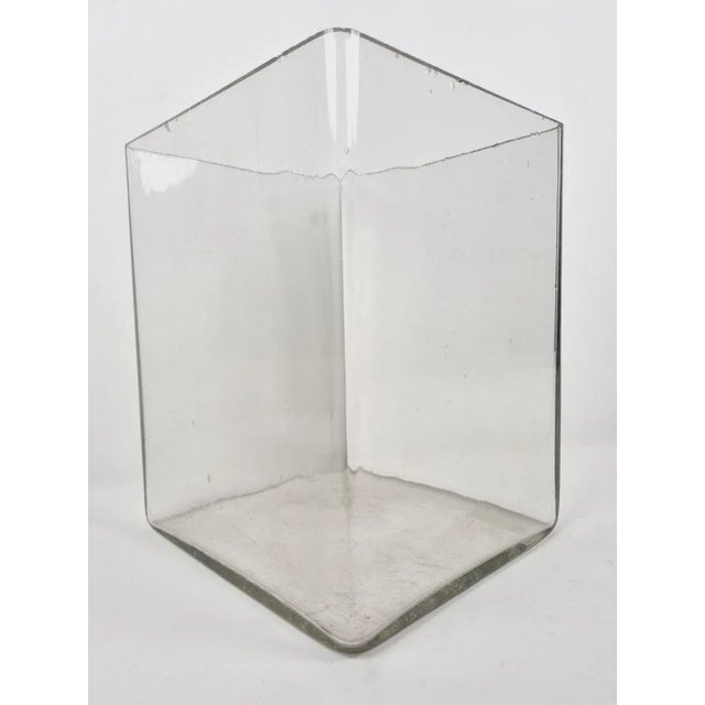 Glass Large Art Deco Blown Glass Cube Vase For Sale - Image 7 of 10
