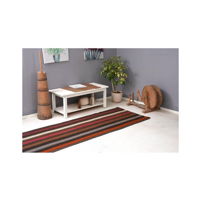 Striped Vintage Long Kilim Runner - 3`0″ X 20`2″ For Sale In Los Angeles - Image 6 of 6