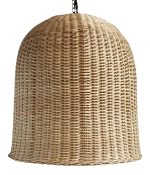 Modern Coastal Raw Wicker Dome Pendant Light XL