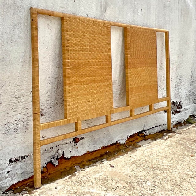Late 20th Century Vintage Coastal Woven Rattan King Headboard Chairish