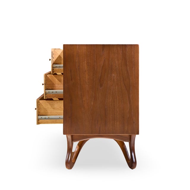 Mid 20th Century Vladimir Kagan Style Mid Century Sculpted Walnut Lowboy Dresser For Sale - Image 5 of 9