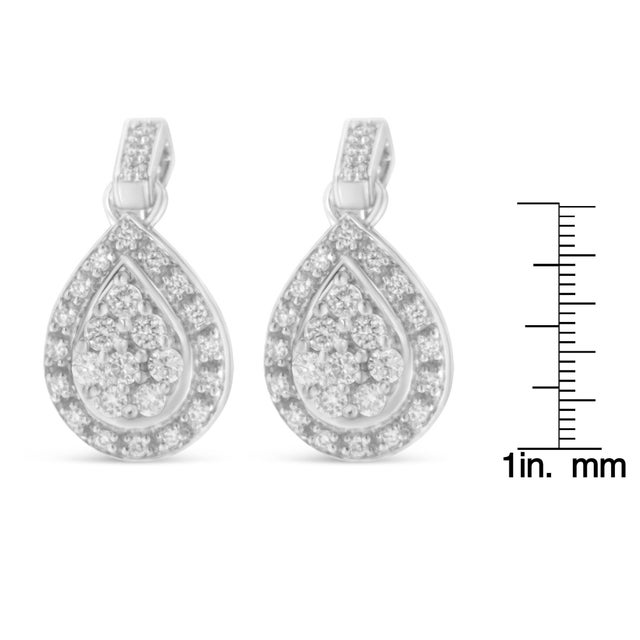 Early 21st Century 10k White Gold Round Cut Diamond Earrings (0.75 cttw, H-I Color, I1-I2 Clarity) For Sale - Image 5 of 5