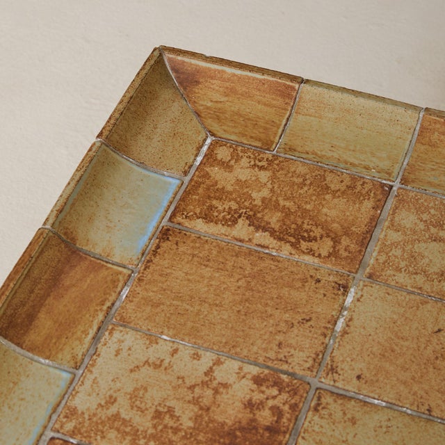 French ‘Cuvette’ Brown + Sage Ceramic Coffee Table by Roger Capron, 1960s For Sale - Image 9 of 11