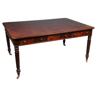 Large Victorian Mahogany Partner Desk with Leather Top, England, 1870 For Sale