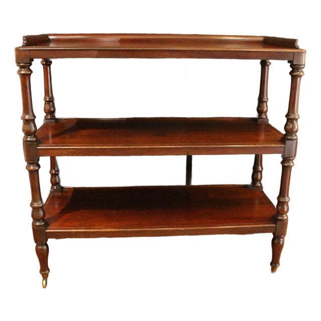 Circa 1845 dumbwaiter trolley or butler's serving etagere, English. Superb quality mahogany timbers. Handsome in every...