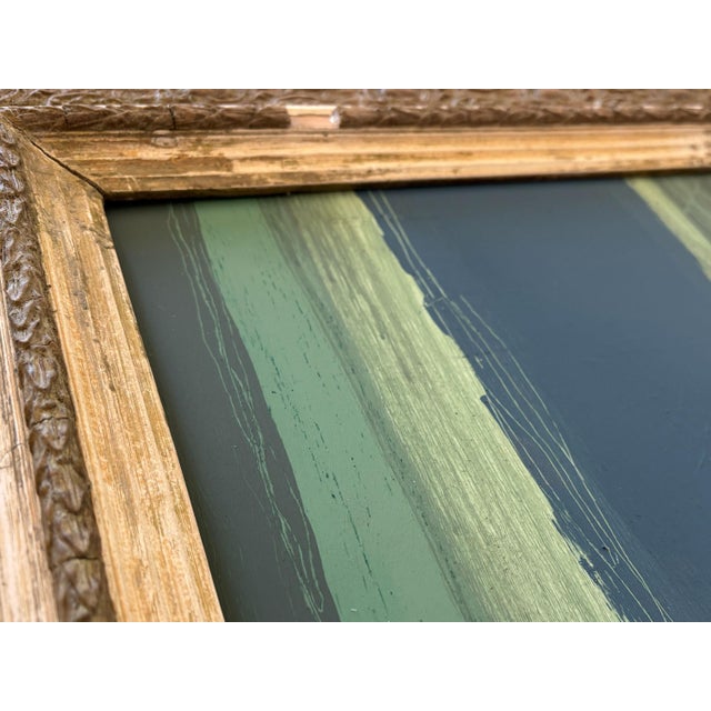 “River Moss" Abstract Art in Antique Frame, Transitional Living Room Art by JTS For Sale - Image 9 of 11