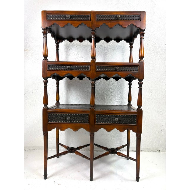 Theodore Alexander Handsome Walnut and Brass Etagere For Sale In Philadelphia - Image 6 of 12