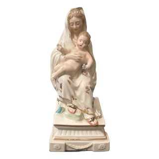 19th Century Continental Porcelain Madonna & Child Figurine For Sale