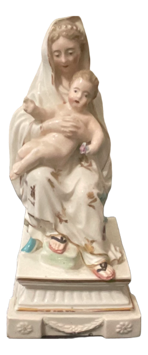 19th Century Continental Porcelain Madonna & Child Figurine