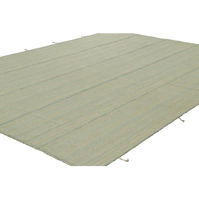 Rug & Kilim Rug & Kilim’s Contemporary Kilim in Blue and Beige Textural Stripes For Sale - Image 4 of 7
