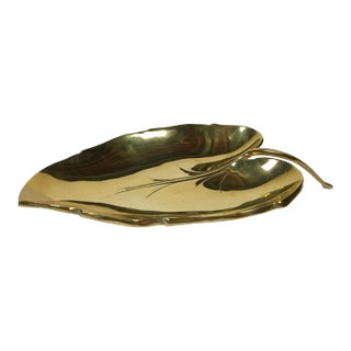 Vintage Brass Leaf Catchall Dish For Sale
