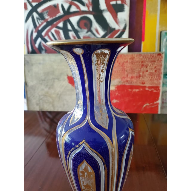 Art Deco Antique Moser Bohemian Overlay Vase For Sale - Image 3 of 4