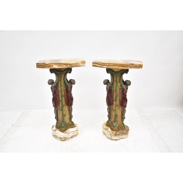 Pair Art Deco Figural Pedestal Stands AFTER - ATTRIBUTED PIERRE SEGA (Pr) ART DECO FERN STAND PEDESTALS (Pr) P. SEGA , ART...