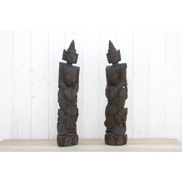 Set of Two, Stunning Bali Carved Statues For Sale - Image 13 of 13