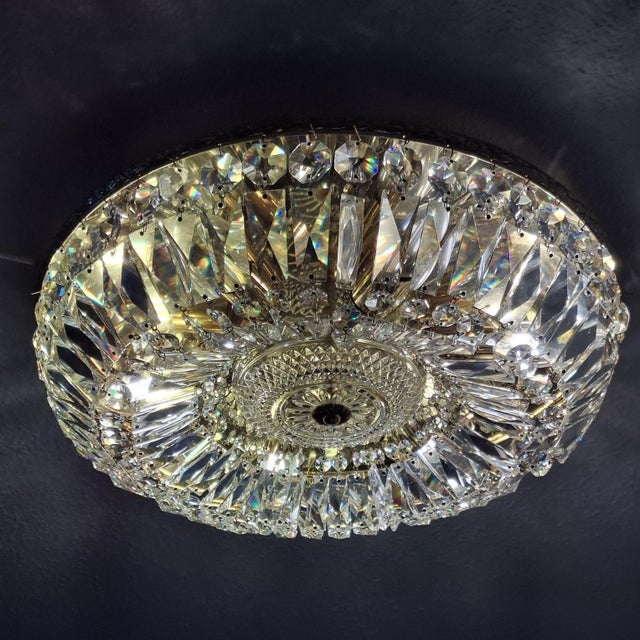 Metal Vintage Ceiling Light in Brass and Lead Crystal from Palwa, Germany, 1960s For Sale - Image 7 of 18