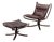 Set of Vintage Falcon Chairs and Ottoman in Brown Leather and Plywood by Sigurd Ressell for Vatne Møbler, 1970s For Sale