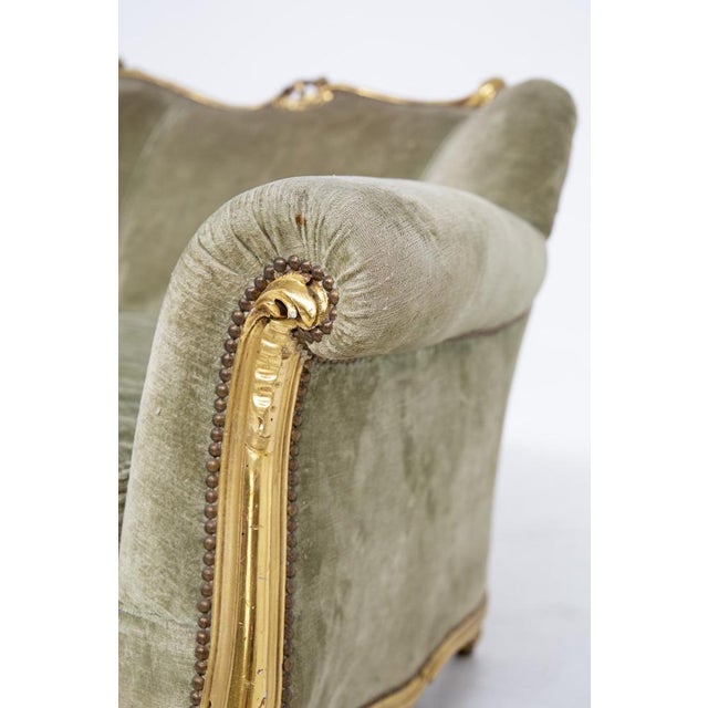 Vintage Italian Gilded Woold and Velvet Sofa For Sale - Image 4 of 14