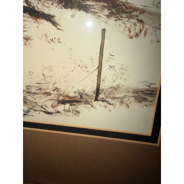 1970s Dennis Frings Mixed-Media Winter Landscape Lithograph- Original Loma Studio Label For Sale In San Francisco - Image 6 of 8