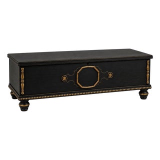 Mid 20th Century Ebonized & Gilt Storage Cocktail Table With Cedar-Lined Interior For Sale