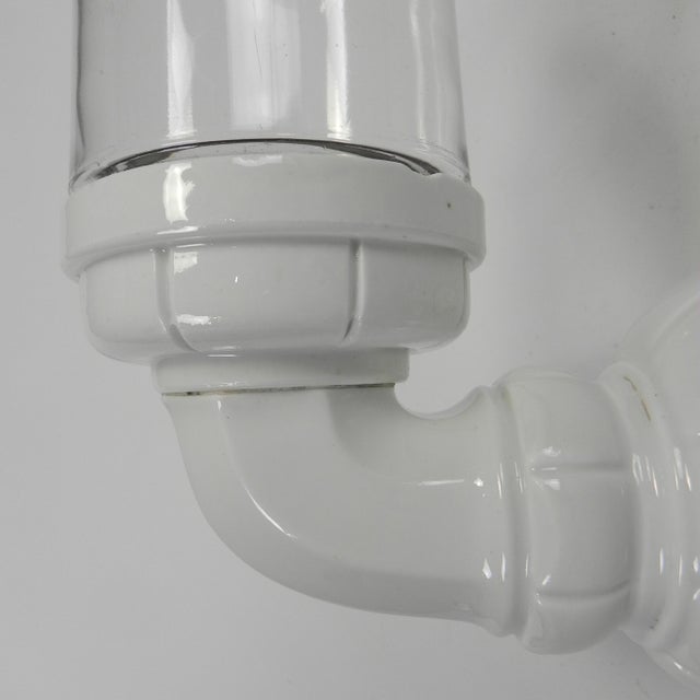 Porcelain Wall Lamp with Transparent Glass Shade, 1930s For Sale - Image 17 of 18