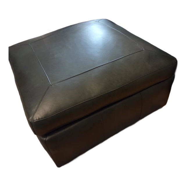 Stickley Baldwin Green Leather Ottoman For Sale