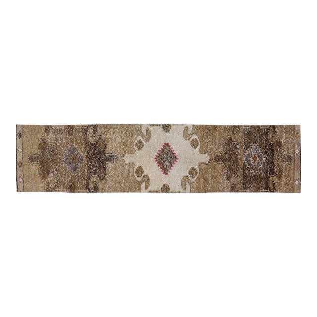 Vintage Anatolian HandKnotted Wool Rug, 3'1x13'2 For Sale