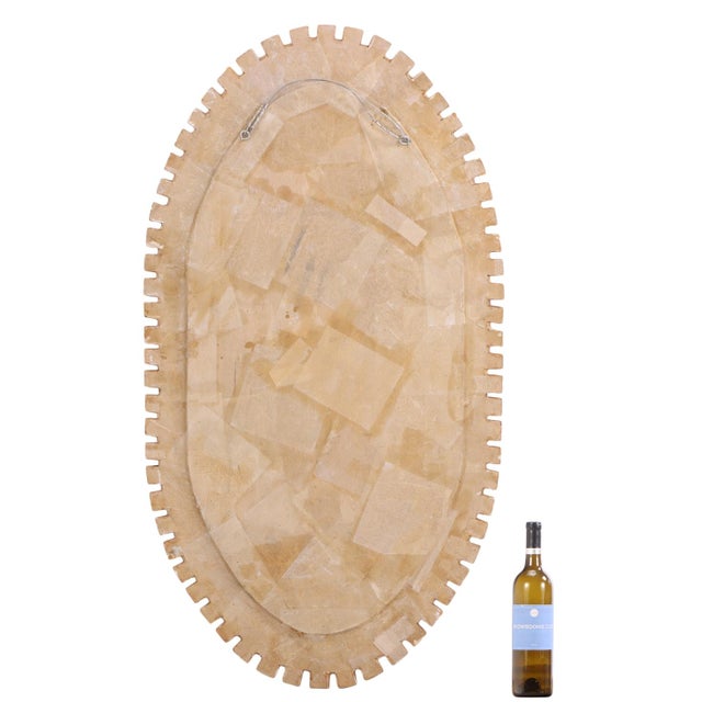 Gold Oval Gilt Resin and Blue Glass Mirror in Manner of Line Vautrin. For Sale - Image 8 of 8