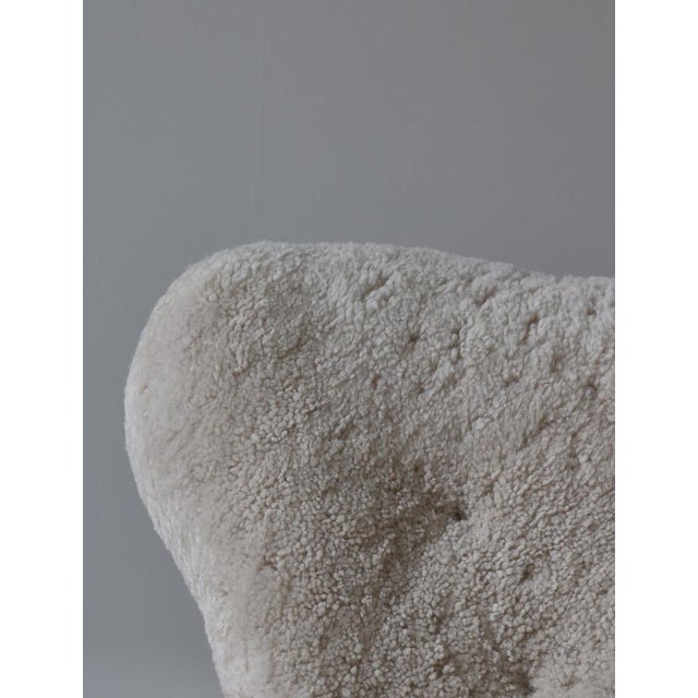 Wood Danish Modern Lounge Chair in Oak and Sheepskin, Denmark, 1940s For Sale - Image 7 of 18