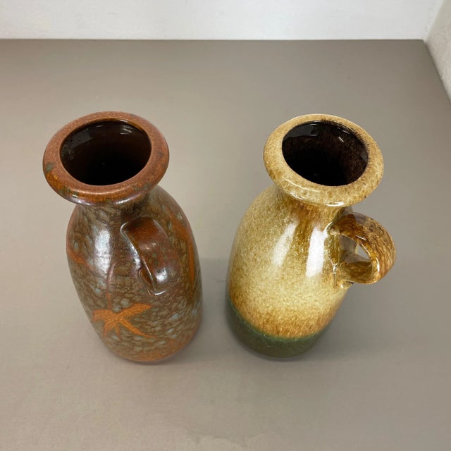 German Multi-Color Pottery Fat Lava Vases from Scheurich, 1970s, Set of 2 For Sale - Image 11 of 18