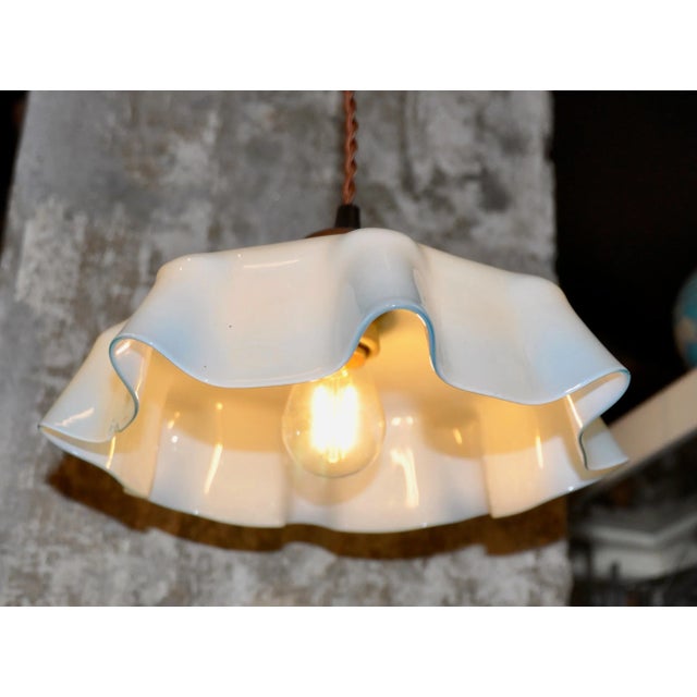 1920s Ceiling Lamp with Ruffled Shade, 1920s For Sale - Image 5 of 10