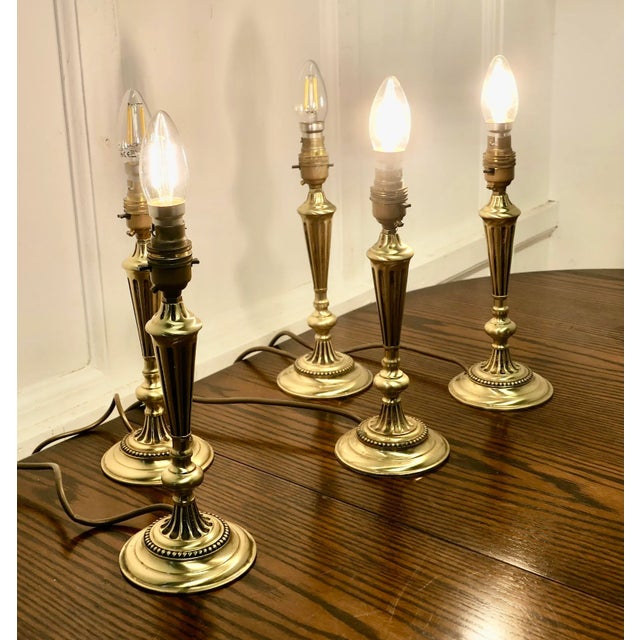 Brass Table Lamps, 1890s, Set of 5 For Sale - Image 6 of 10