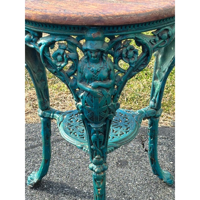 Wood Late 19th C. Cast Iron Gueridon Table With Union Jack, Lion & Faux-Finish Paint Detailing For Sale - Image 7 of 15