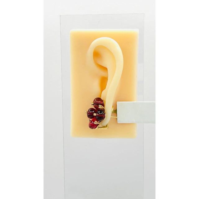 Mid-Century Modern Mid 20th Century Pink Tourmaline Beads and Diamond Cluster Earrings in 18k Yellow Gold - 2 Pieces For Sale - Image 3 of 8