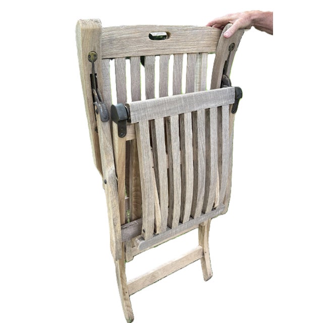 Early 20th Century British Teak Steamer Chairs With Solid Brass Hardware For Sale - Image 4 of 13